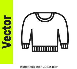 Black line Sweater icon isolated on white background. Pullover icon. Sweatshirt sign.  Vector