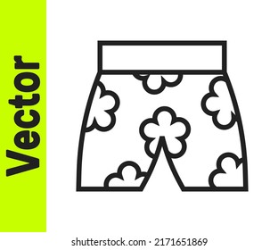 Black line Swimming trunks icon isolated on white background.  Vector