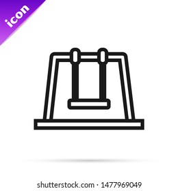 Black line Swing icon isolated on white background. Playground symbol.  Vector Illustration