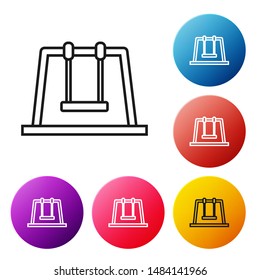 Black line Swing icon isolated on white background. Playground symbol. Set icons colorful circle buttons. Vector Illustration