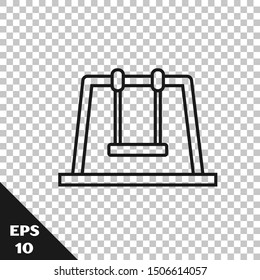 Black line Swing icon isolated on transparent background. Playground symbol.  Vector Illustration