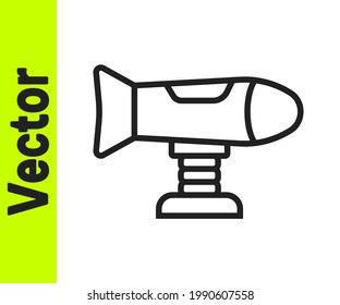 Black line Swing plane on the playground icon isolated on white background. Childrens carousel with plane. Amusement icon.  Vector