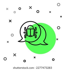 Black line System bug concept icon isolated on white background. Code bug concept. Bug in the system. Bug searching.  Vector