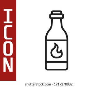 Black line Tabasco sauce icon isolated on white background. Chili cayenne spicy pepper sauce.  Vector