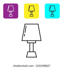Black line Table lamp icon isolated on white background. Set icons colorful square buttons. Vector Illustration