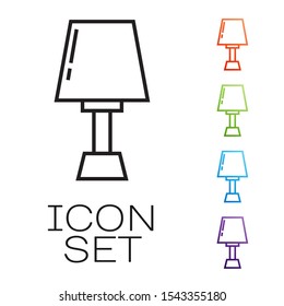 Black line Table lamp icon isolated on white background. Set icons colorful. Vector Illustration