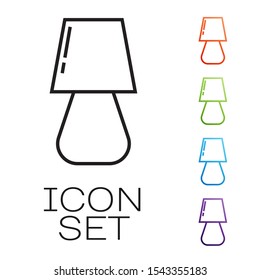 Black line Table lamp icon isolated on white background. Set icons colorful. Vector Illustration