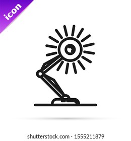 Black line Table lamp icon isolated on white background. Table office lamp.  Vector Illustration
