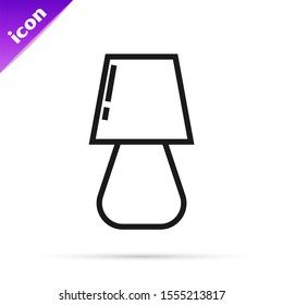 Black line Table lamp icon isolated on white background.  Vector Illustration