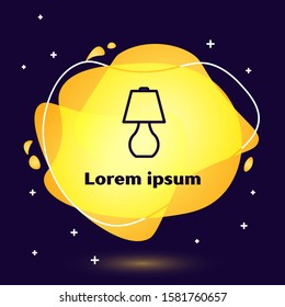 Black line Table lamp icon isolated on blue background. Abstract banner with liquid shapes. Vector Illustration