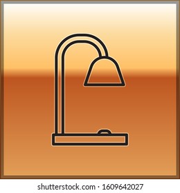 Black line Table lamp icon isolated on gold background.  Vector Illustration