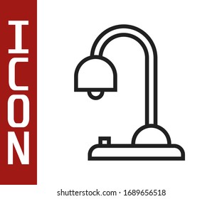 Icono de la lámpara de la mesa de línea negra aislado en fondo blanco. Ilustración vectorial