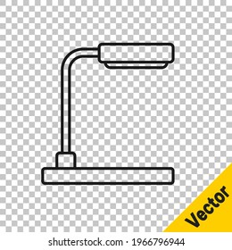 Icono de la lámpara de mesa de línea negra aislado en fondo transparente.  Vector