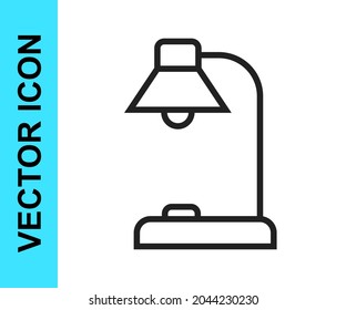 Black line Table lamp icon isolated on white background.  Vector
