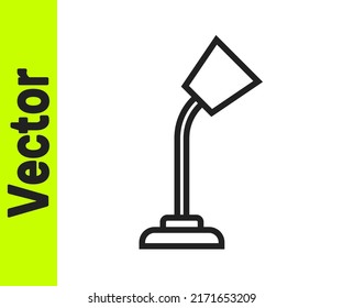 Black line Table lamp icon isolated on white background.  Vector