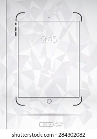 Black line tablet icon with blank screen