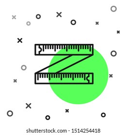 Black line Tape measure icon isolated on white background. Measuring tape.  Vector Illustration