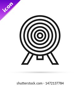 Black line Target icon isolated on white background. Dart board sign. Archery board icon. Dartboard sign. Business goal concept.  Vector Illustration