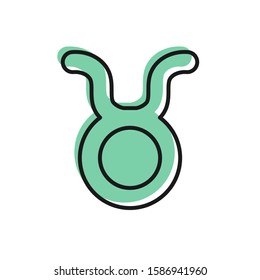 Black line Taurus zodiac sign icon isolated on white background. Astrological horoscope collection.  Vector Illustration