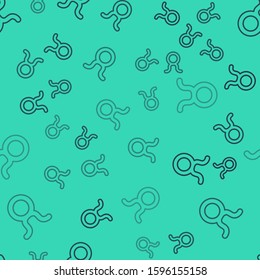 Black line Taurus zodiac sign icon isolated seamless pattern on green background. Astrological horoscope collection.  Vector Illustration