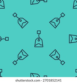 Línea negra icono de la bolsa de té aislado sin patrón sobre fondo verde.  Ilustración vectorial