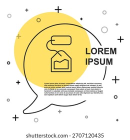 Schwarze Linie Teebeutel-Symbol einzeln auf weißem Hintergrund. Zufällige dynamische Formen. Vektorgrafik