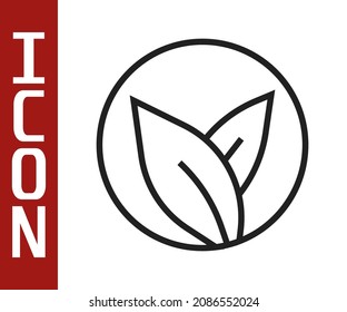 Black line Tea leaf icon isolated on white background. Tea leaves.  Vector