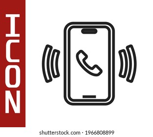 Black line Telephone 24 hours support icon isolated on white background. All-day customer support call-center. Full time call services.  Vector