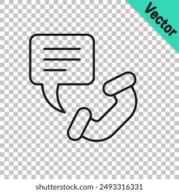 Black line Telephone 24 hours support icon isolated on transparent background. All-day customer support call-center. Full time call services.  Vector