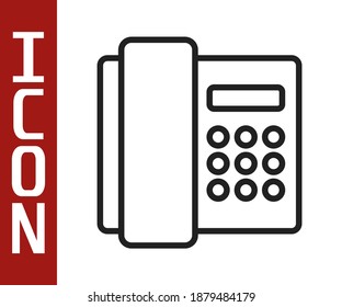 Black line Telephone handset icon isolated on white background. Phone sign.  Vector