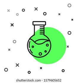 Black line Test tube and flask chemical laboratory test icon isolated on white background. Laboratory glassware sign.  Vector Illustration