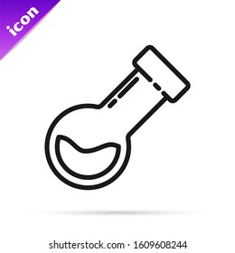 Black line Test tube and flask chemical laboratory test icon isolated on white background. Laboratory glassware sign.  Vector Illustration