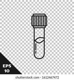 Black line Test tube and flask chemical laboratory test icon isolated on transparent background. Laboratory glassware sign.  Vector Illustration