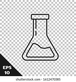 Black line Test tube and flask - chemical laboratory test icon isolated on transparent background. Laboratory glassware sign.  Vector Illustration