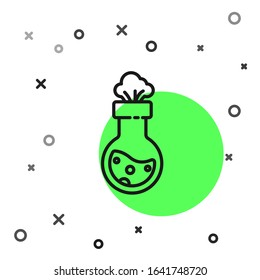 Black line Test tube and flask chemical laboratory test icon isolated on white background. Laboratory glassware sign.  Vector Illustration