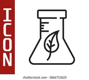 Black line Test tube and flask chemical laboratory test icon isolated on white background. Laboratory glassware sign.  Vector