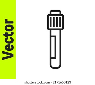 Black line Test tube and flask chemical laboratory test icon isolated on white background. Laboratory glassware sign.  Vector