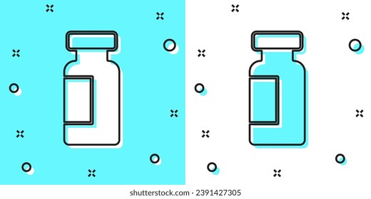 Black line Test tube and flask chemical laboratory test icon isolated on green and white background. Laboratory glassware sign. Random dynamic shapes. Vector