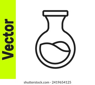 Black line Test tube and flask chemical laboratory test icon isolated on white background. Laboratory glassware sign.  Vector