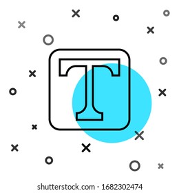 Black line Text icon isolated on white background. Random dynamic shapes. Vector Illustration
