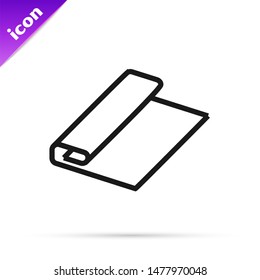 Black line Textile fabric roll icon isolated on white background. Roll, mat, rug, cloth, carpet or paper roll icon.  Vector Illustration