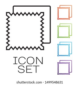Black line Textile fabric roll icon isolated on white background. Roll, mat, rug, cloth, carpet or paper roll icon. Set icons colorful. Vector Illustration
