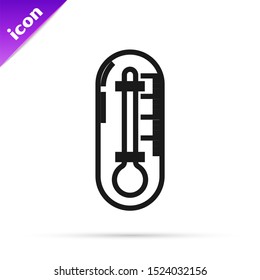 Black line Thermometer icon isolated on white background.  Vector Illustration