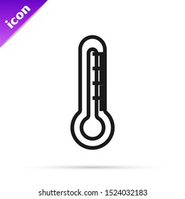 Black line Thermometer icon isolated on white background. Vector Illustration Black line Thermometer icon isolated on white background. Vector Illustration