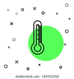 Black line Thermometer icon isolated on white background.  Vector Illustration