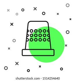 Black line Thimble for sewing icon isolated on white background.  Vector Illustration