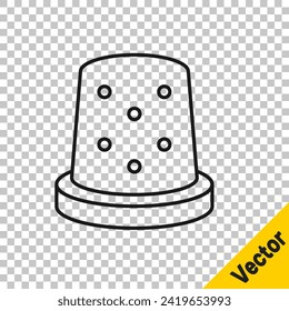 Línea negra Icono de coser aislado en fondo transparente.  Vector