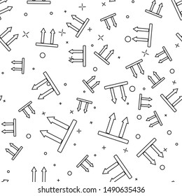 Black line This side up icon isolated seamless pattern on white background. Two arrows indicating top side of packaging. Cargo handled so these arrows always point up.  Vector Illustration