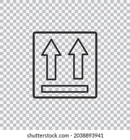 Black line This side up icon isolated on transparent background. Two arrows indicating top side of packaging. Vector.