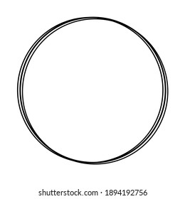 Black line three circle frame on 2 white silhouette. Vector illustration for decorate logo, text, greeting cards and any design.